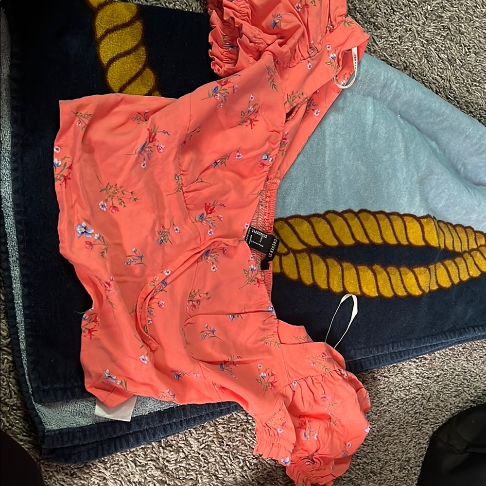 Floral Coral Crop Top
